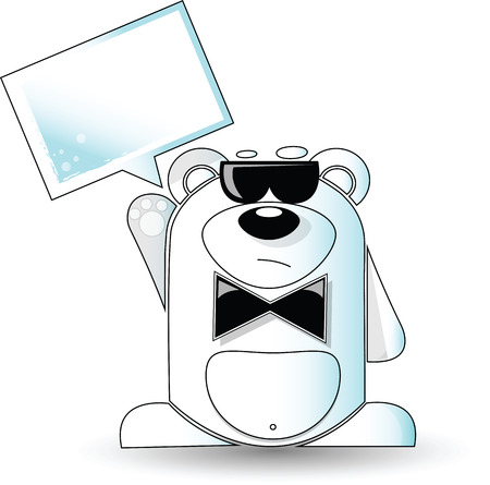 Vector image. Cartoon illustration of mysterious polar bear with a white signのイラスト素材