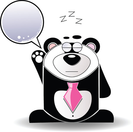 Vector image. Cartoon illustration of sleepy panda with a white sign.のイラスト素材
