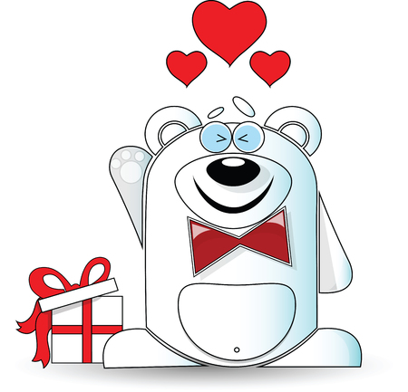 Vector illustration. Romantic card for Valentine's Day. Teddy bear, balloons and a box of chocolates.のイラスト素材