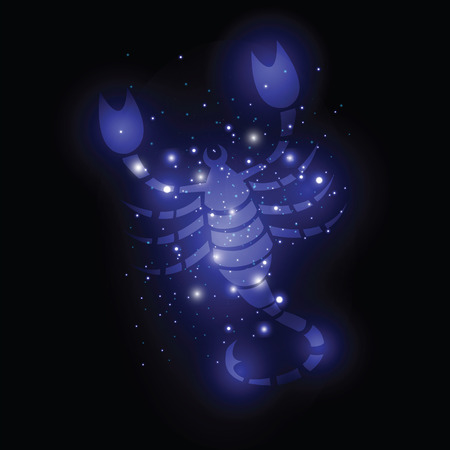 Vector illustration. Neon signs of the Zodiac. Scorpio. Horoscope.のイラスト素材
