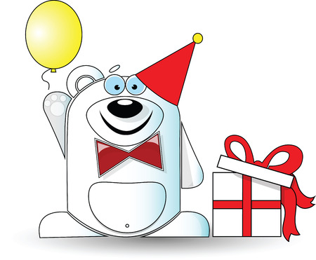 Vector image. Toy polar Bear Celebrating its Birthday.のイラスト素材
