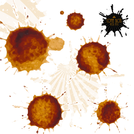 Coffee blots. Set stains isolated on a white background. のイラスト素材