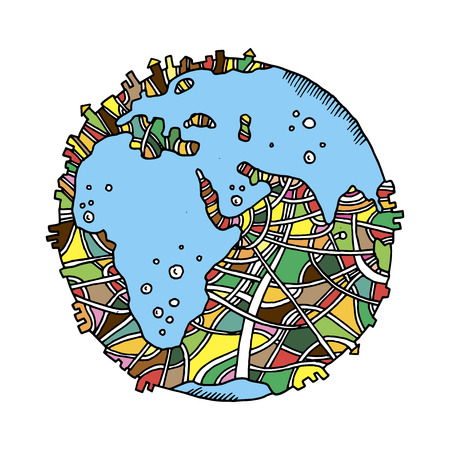 Creative drawing world map global ecological concepts.のイラスト素材