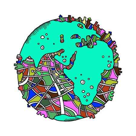 Creative drawing world map global ecological concepts. のイラスト素材
