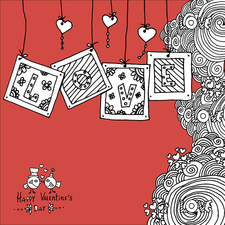  Valentin`s Day card with birdsのイラスト素材