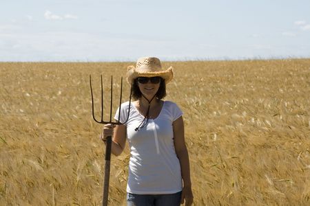Smiling farm girlの写真素材