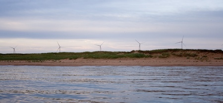 Windmills on the coastの写真素材