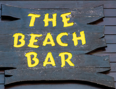 wooden beach bar signの写真素材