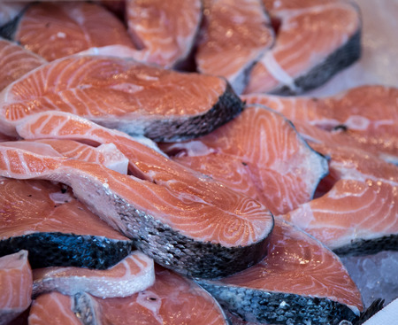 salmon steaksの写真素材
