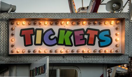 neon ticket signの写真素材