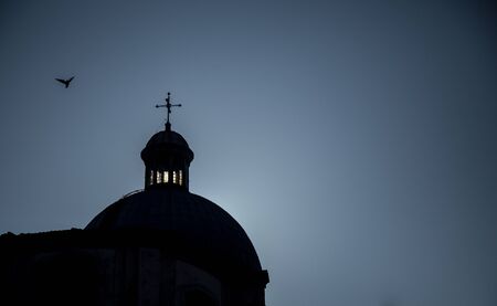 silhouette of a church domeの写真素材