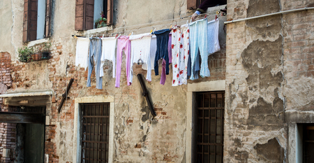 laundry drying in  veniceの写真素材
