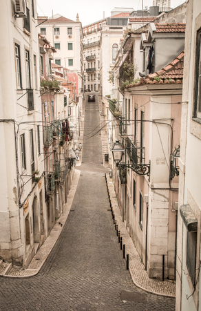 street view in old lisbonの写真素材