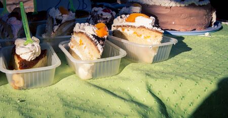 slices of cake for saleの写真素材