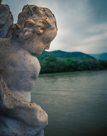 Religious statue on a cathedralの写真素材
