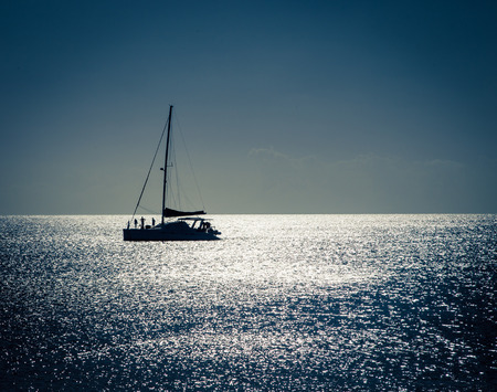 silhouette of a sailboatの写真素材