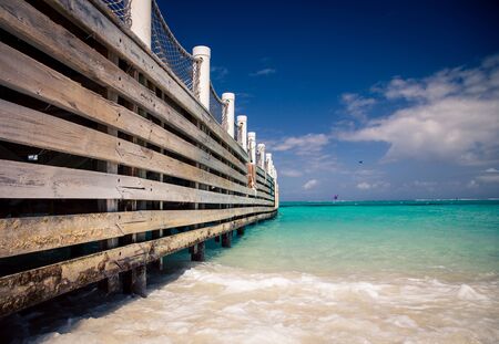 wharf on Caribbean seaの写真素材
