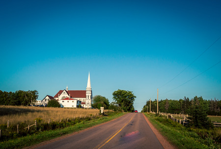 rural white churchの写真素材