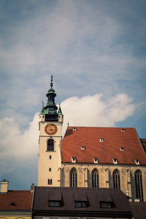 clock tower krems Austriaの写真素材