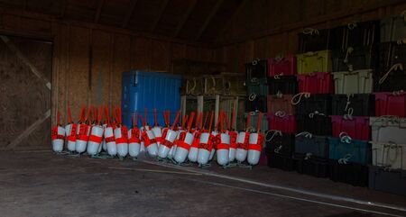 colourful fishing buoysの写真素材