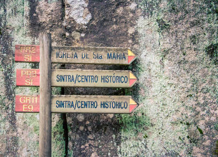 wooden sign Sintraの写真素材