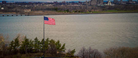 us flag new York cityの写真素材