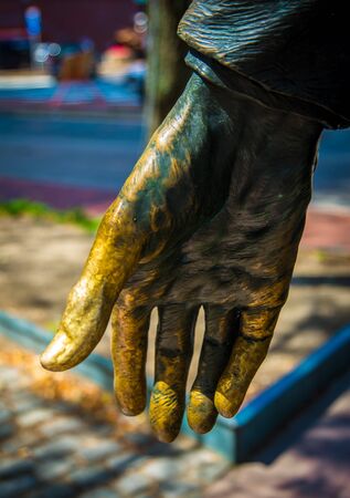 statue hand bostonの写真素材
