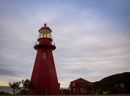 Red lighthouse in Quebecの写真素材