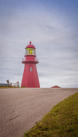 Red lighthouse in Quebecの写真素材