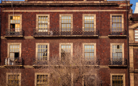 red brick building mexico cityの写真素材