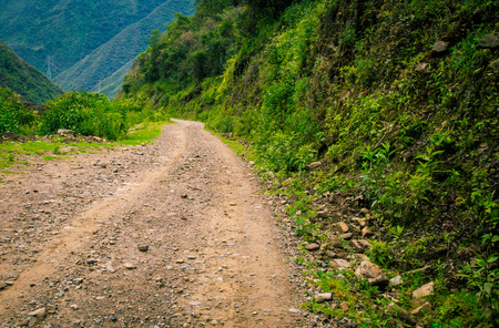 rocky trail in Peruの写真素材