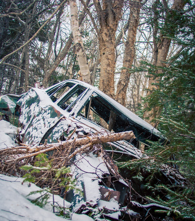 abandon car in the winterの写真素材