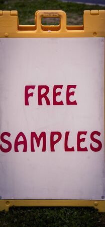 free samples on a sign boardの写真素材