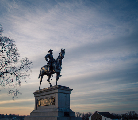 Horse and rider statue Gettysburgの写真素材