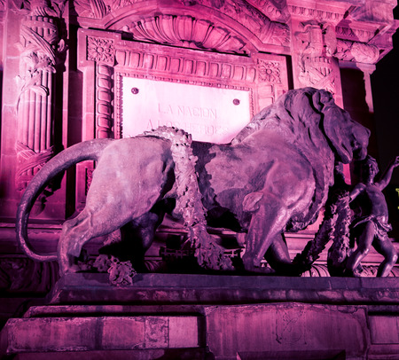 colorful lion statue in Mexico Cityの写真素材