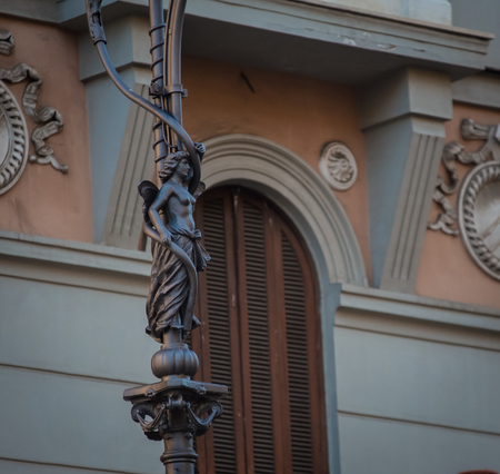 Ornate street light in Naples Italyの写真素材