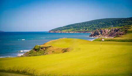 golf green on the atlantic oceanの写真素材