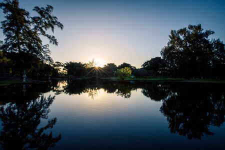 Sunrise in a park in Hilo Hawaiiの写真素材