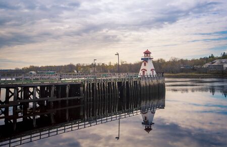 lighthouse on a wharf in New Brunswickの写真素材
