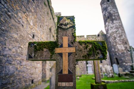 cross in a cemetery in Irelandの写真素材