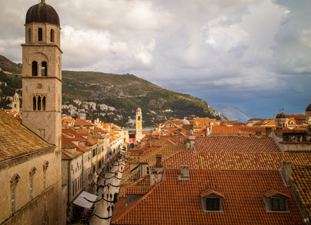 bell tower in Dubrovnik Croatiaの写真素材