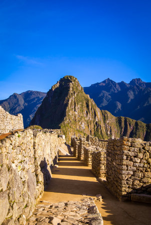 ruins of Machu Picchu in Peruの写真素材