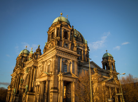 Majestic Church in Berlin Germany against blue skyの写真素材