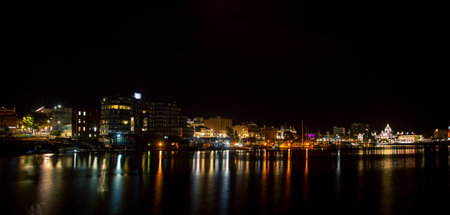 waterfront of Victoria British Colombia at nightのeditorial素材