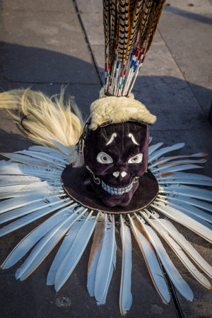 Aztec hat with feathers Mexico city