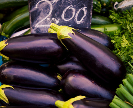 egg plant at a marketの写真素材