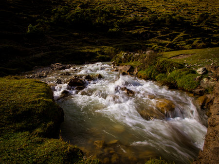 river in a valley in Peruの写真素材