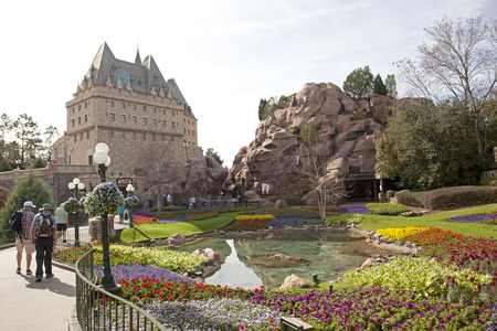 Orlando, Florida- February 5, 2018: The beautiful Canadian pavilion, architecture of quebec, at...