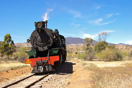 old steam train - pichi richi railway going through australian outback