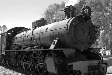 steam train in black and whiteの写真素材